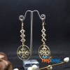 Golden/White Round Crystal Drop Dangling Earrings