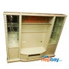 White Large TV Cabinet With Show Cases 8' x 1'6" x 6'6"