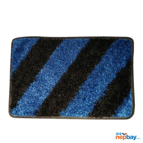 Blue & Black Striped Doormat 24" x 16"