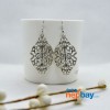 Silver Cut Out Patterned Leaf Style Earrings