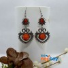 Orange Stone Studded Tribal Designed Earrings