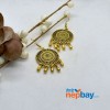 Golden Round Mandala Patterned Tasseled Earrings