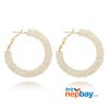 Faux Crystal Studded Korean Style Hoop Earrings (White)