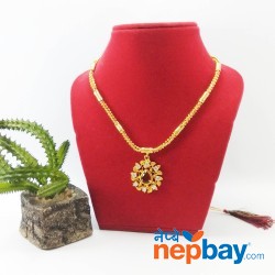 Faux Ruby and Stones Embellished Gold Plated Adjustable Necklace