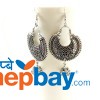 Antique Silver Toned Chandbaali Designed Pinjada Drop Dangle Earrings (65 MM)